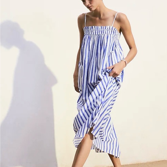Madewell Ruffle A Line midi dress in striped poplin. Color blue star. Never worn - Picture 7 of 8